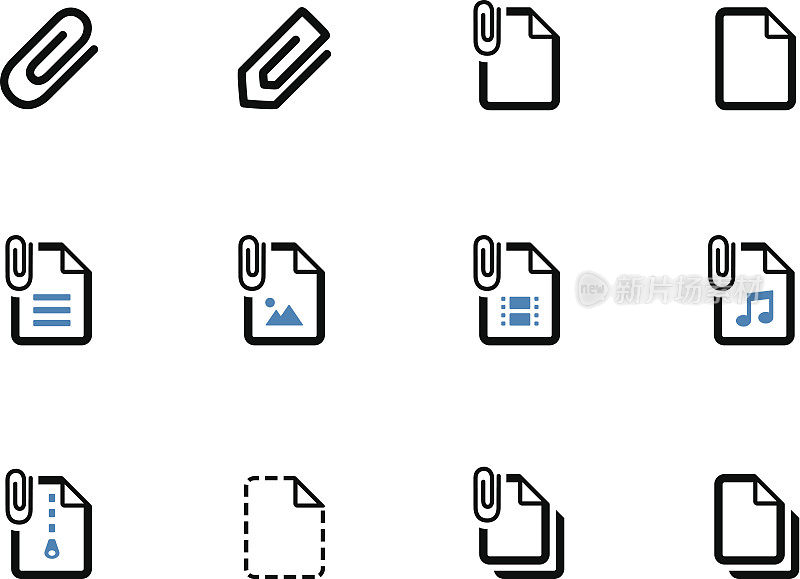 File Clip duotone icons on white background.